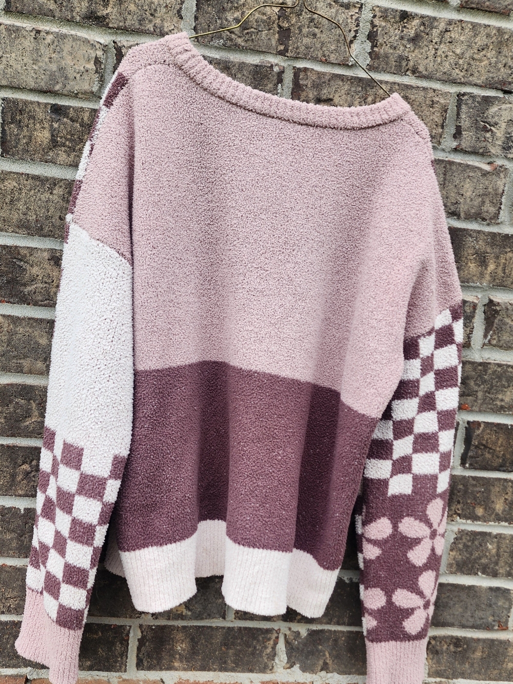 Mauve And Pink abstract Floral-Pattern Sweater - Picture 5 of 7